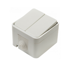 Выключатель двухклавишный AQUA белый полугерметичный IP44 3200 IN HOME
